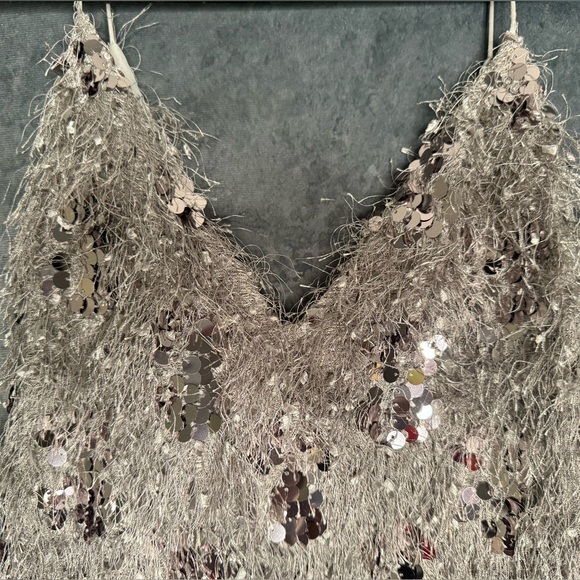 Zara Silver Sequined Fringe Mini - Picture 6 of 6